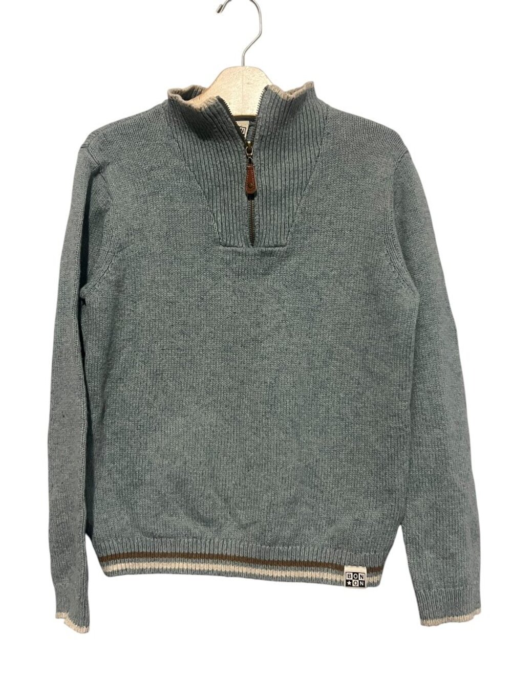 Bonton 1/4 Zip Sweater Size 12 Boys Cotton Wool Preppy